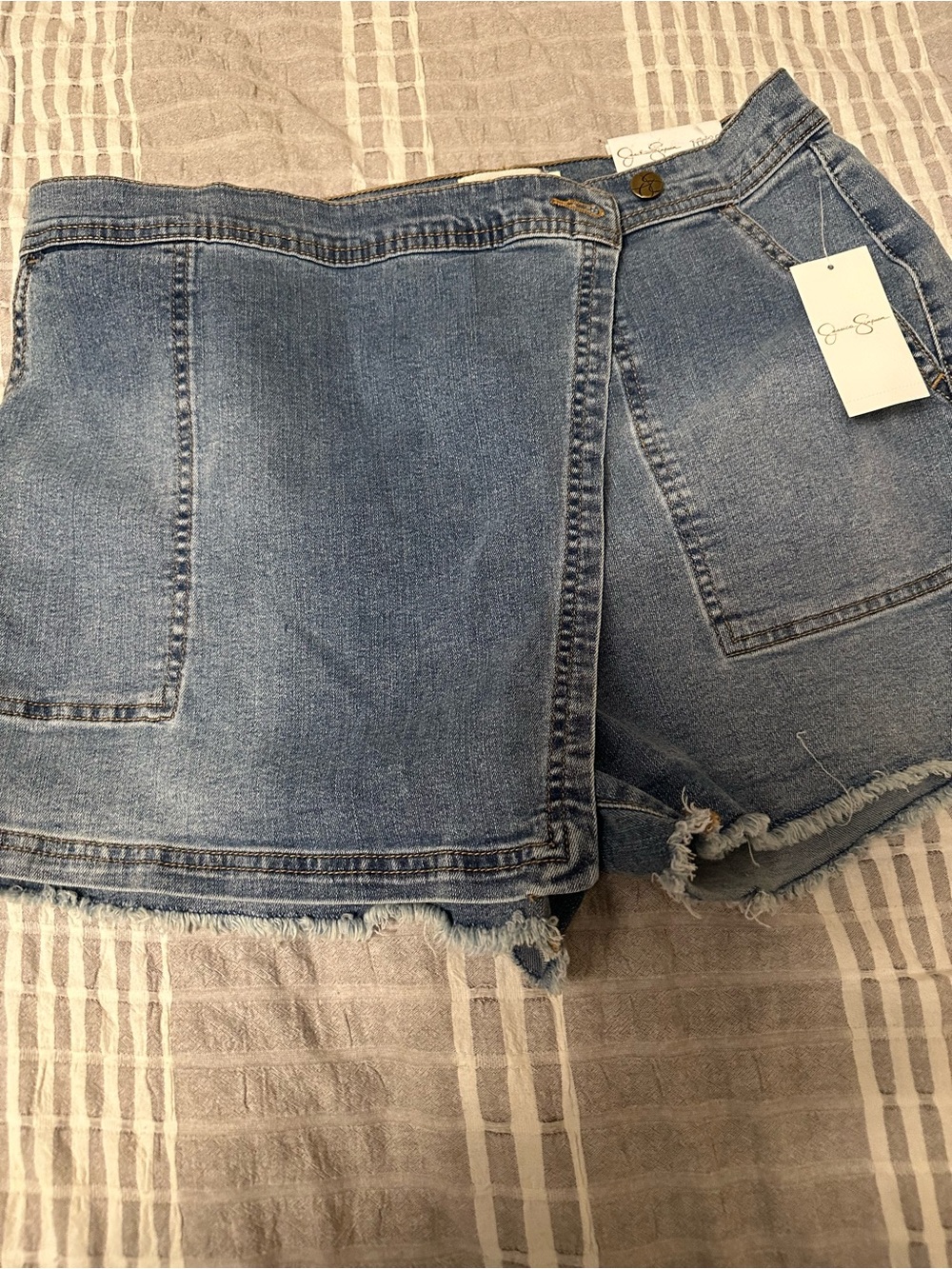 Jessica Simpson Light Blue Denim Skort with Frayed Hem